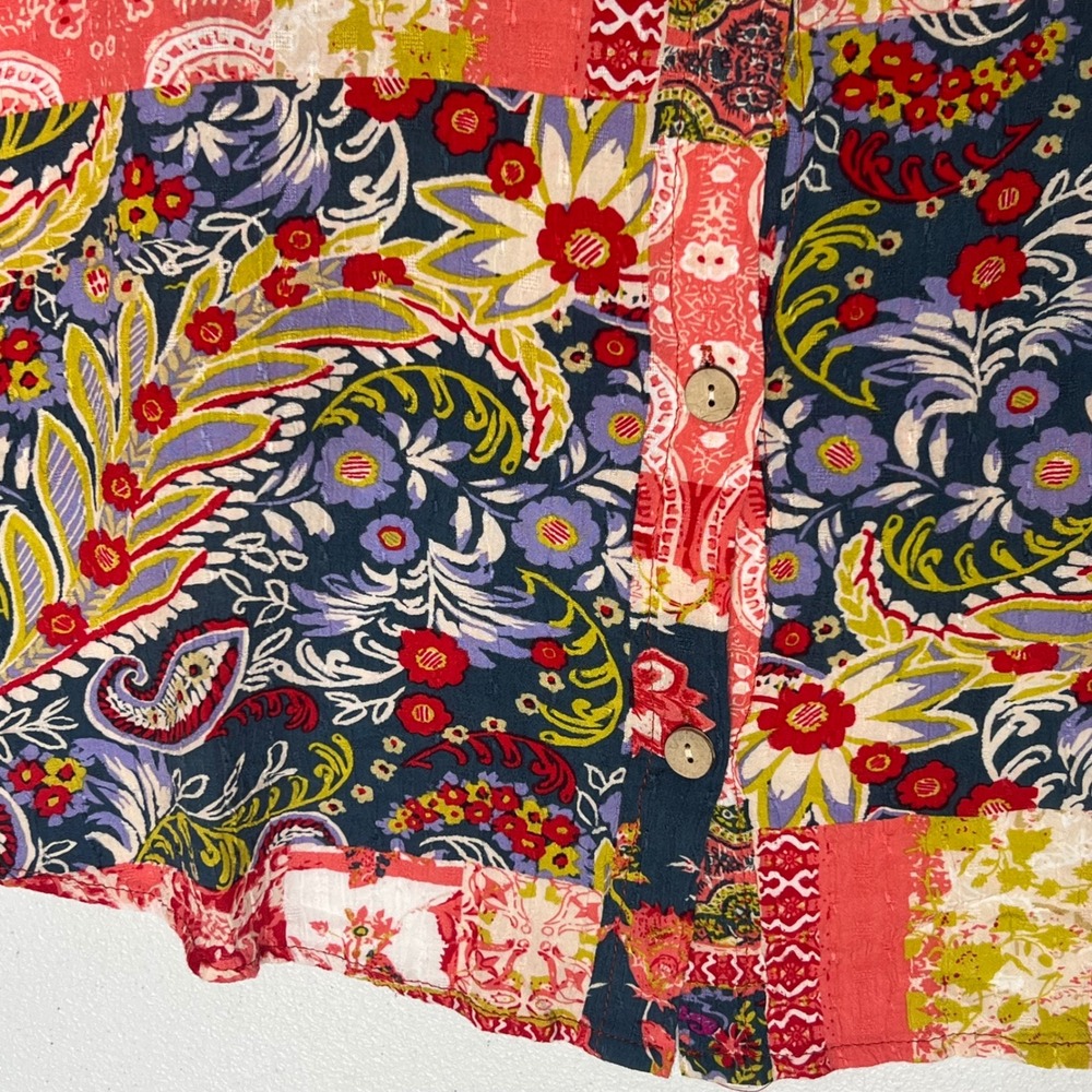 Jones NY Multicolor Patchwork Blouse Boho Floral … - image 11